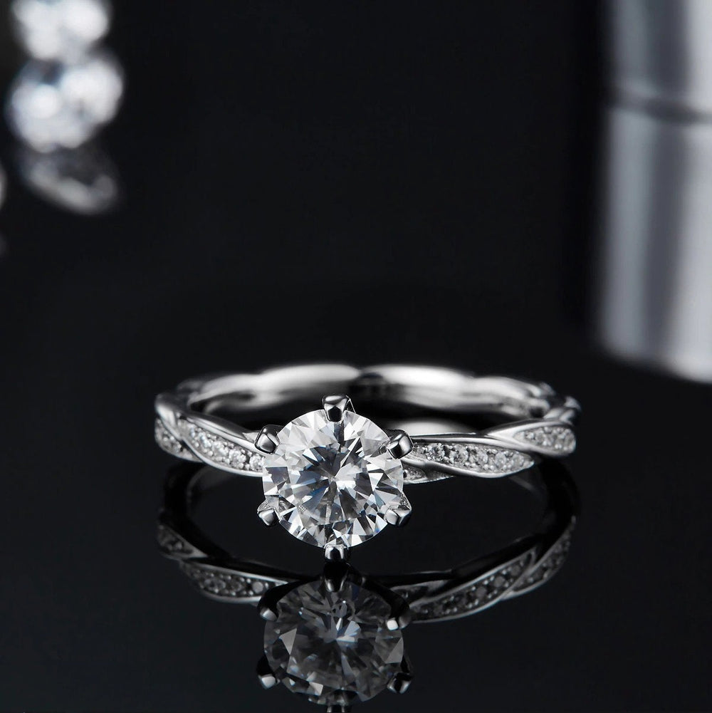 Moissanite Engagement Ring, Moissanite wedding band  6.5mm 1.0Ct Crystalstile
