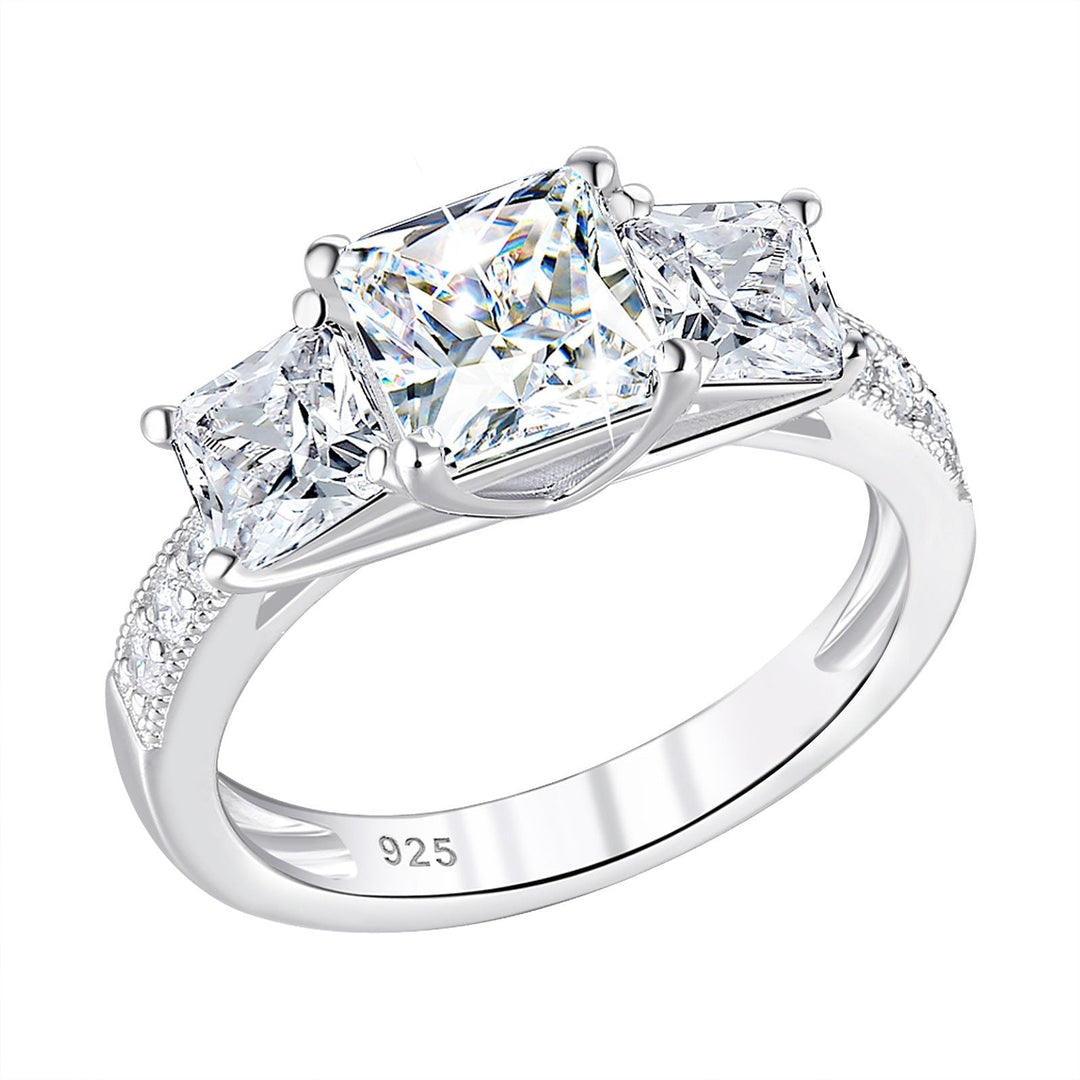 Engagement Ring, Soild 925 Sterling Silver Wedding Ring, Crystalstile