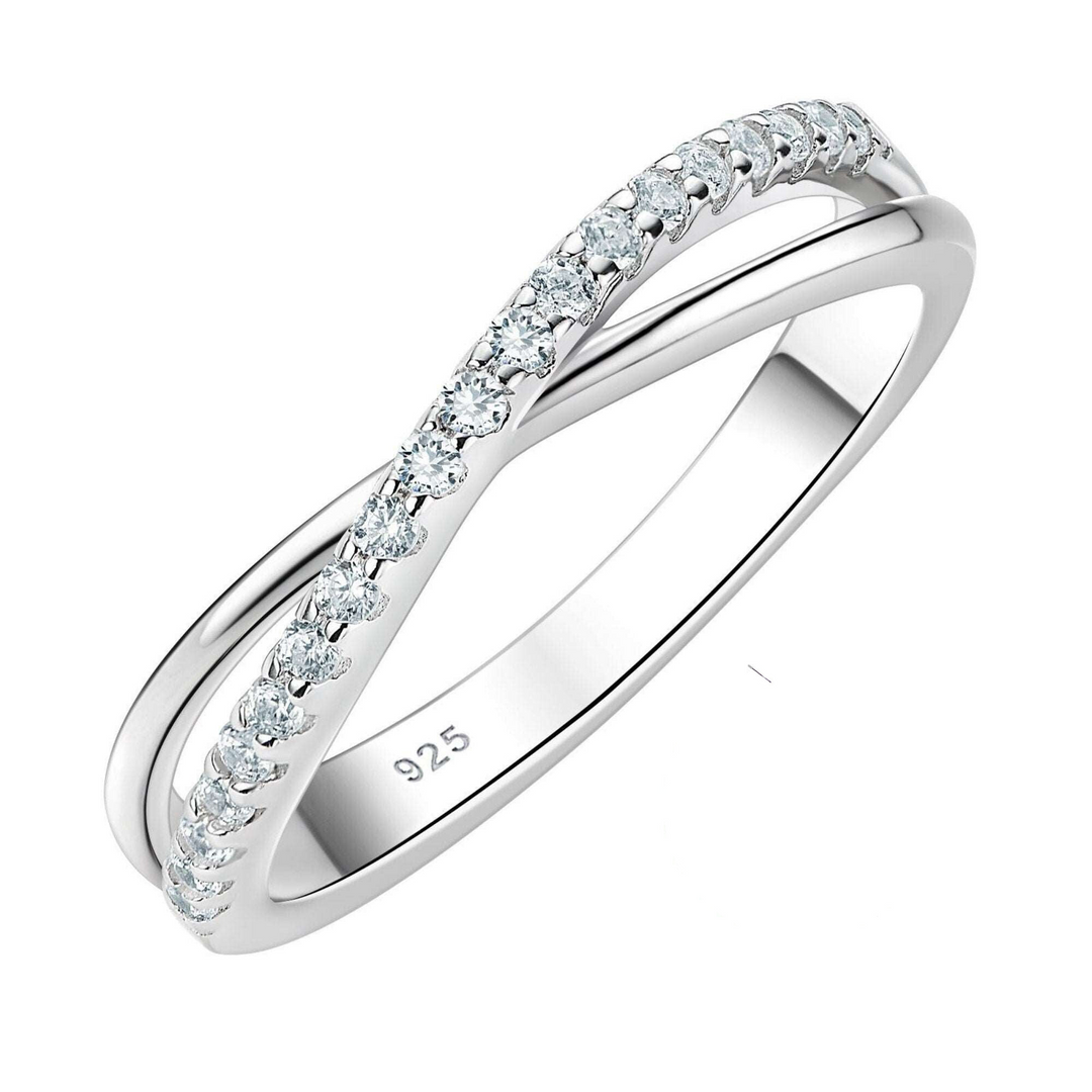 Engagement Rings, 925 Sterling Silver New Trend Stacking Infinity Crystalstile