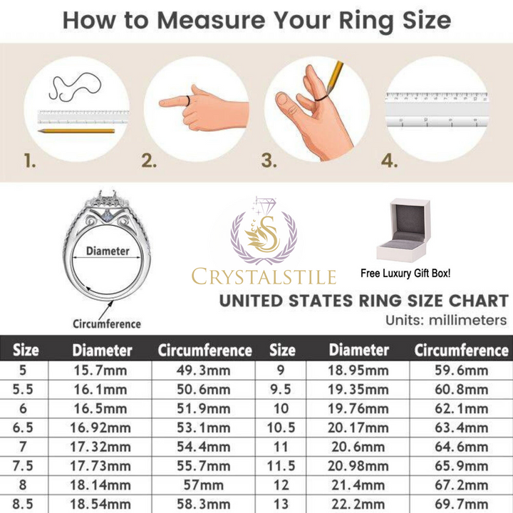 Engagement Wedding Rings for Women, Classic Jewelry Crystalstile