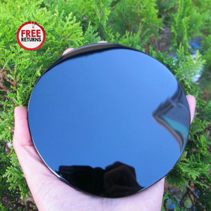 High Quality Natural Black Obsidian Scrying Mirror, Crystalstile
