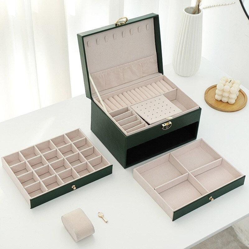 Jewelry Organizer Box, 3-Layer PU, Crystalstile