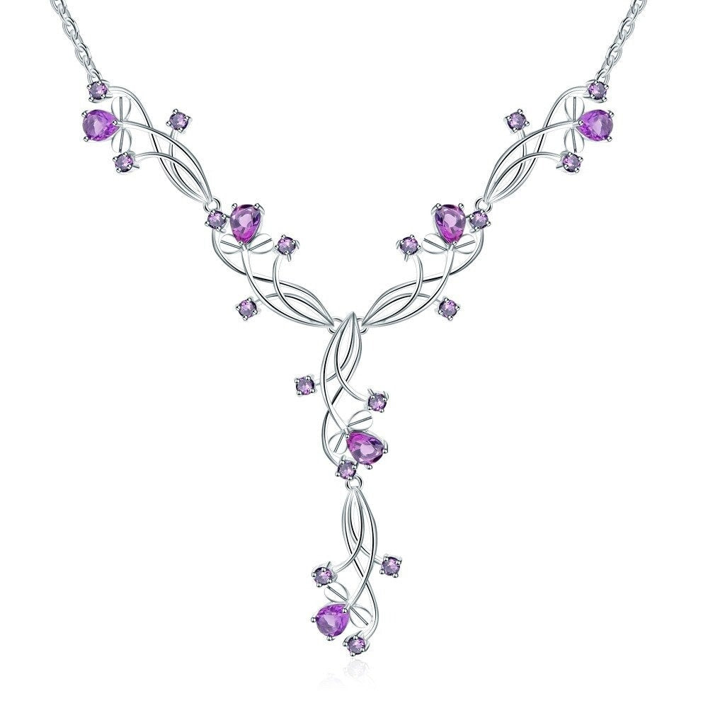 6.39Ct Natural Amethyst Bridal Necklace Crystalstile