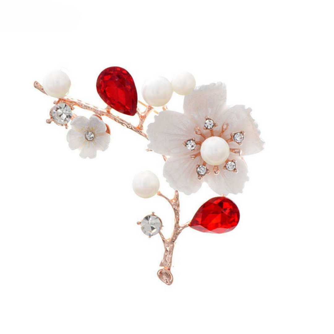 Shell And Pearl Flower Brooches For Women Crystalstile