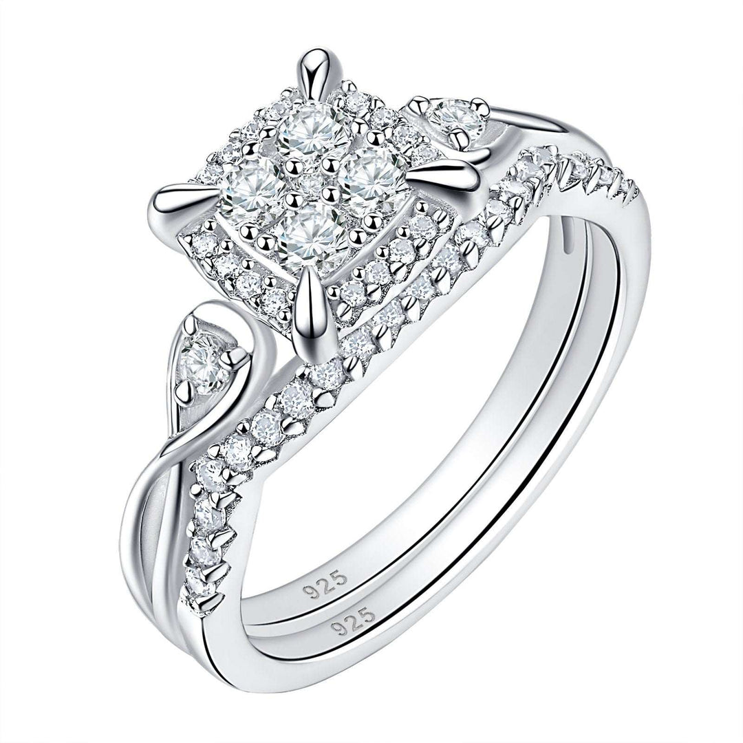 Engagement Ring, Exclusive Bridal Set for Women 2 Pieces Crystalstile